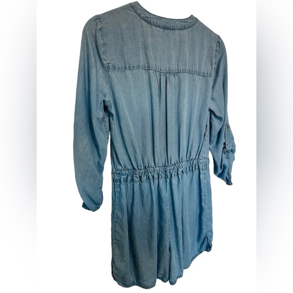 LIGHTWEIGHT DENIM STYLE LIGHT BLUE  ROMPER WITH ADJUSTABLE DRAWSTRING SIZE XS - Picture 9 of 11